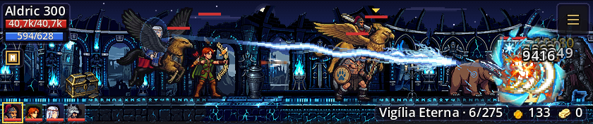 The strip with a party of four heroes fighting a horde